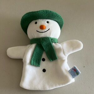 Snowman Puppet with green hat and scarf